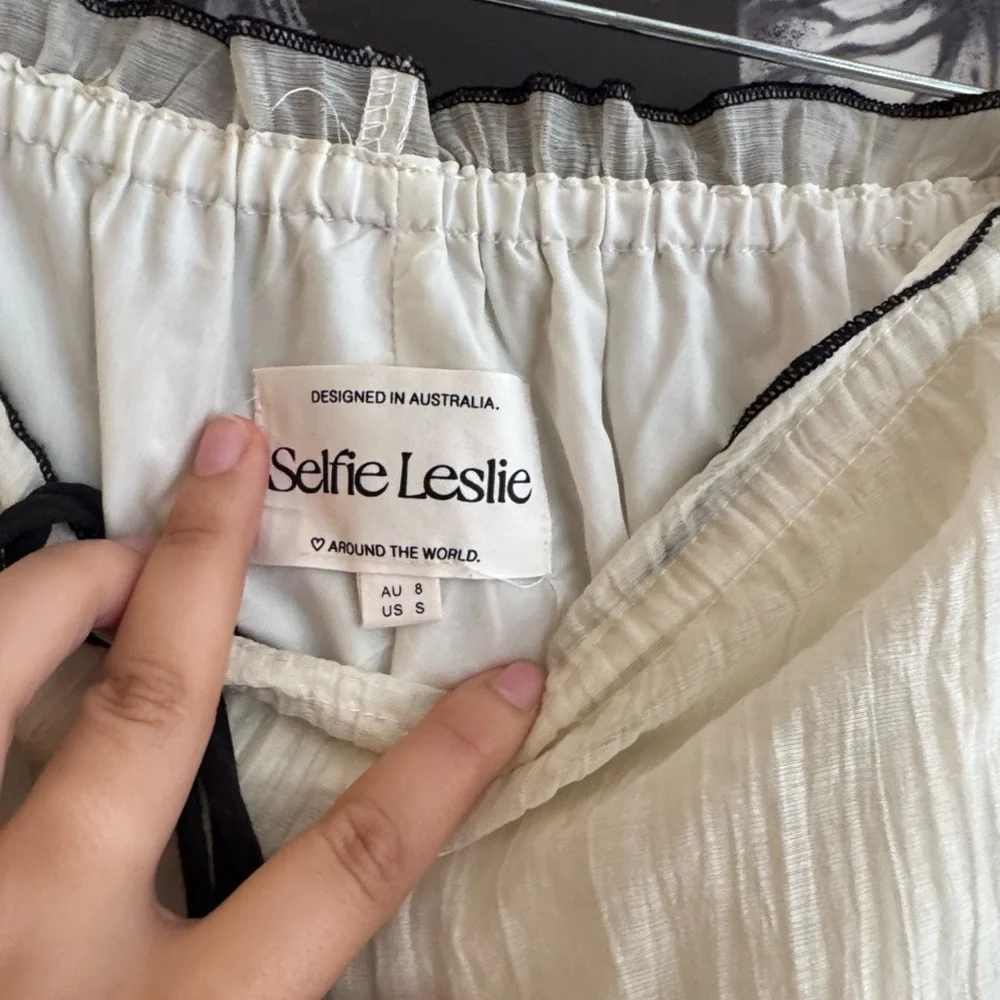 Selfie Leslie Cream Maxi Skirt with Black Accents - Picture 2 of 3